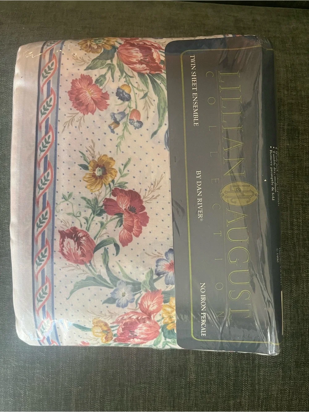 Lillian August Collection Floral Twin Sheet Set - Cream with Multicolor Floral